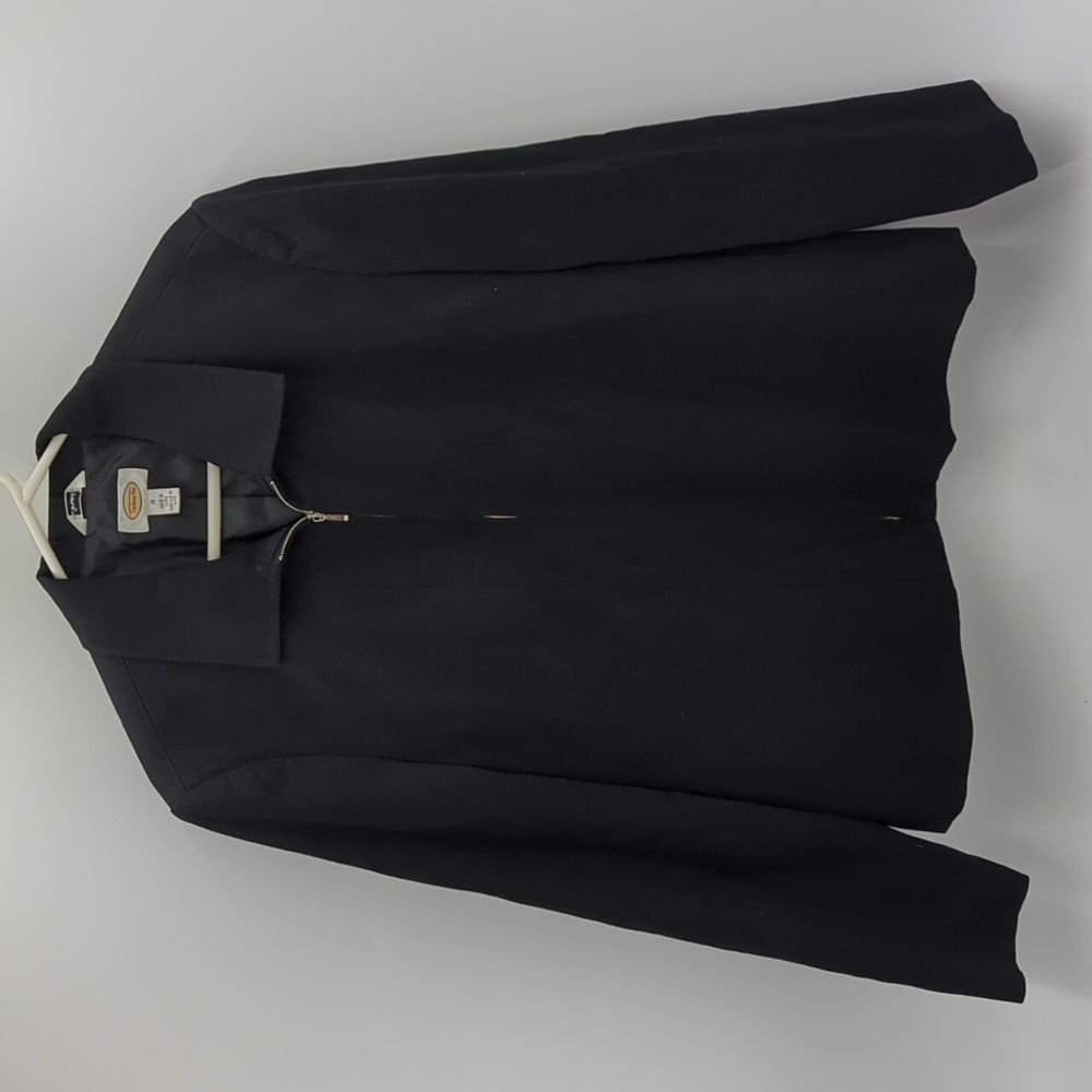 Talbots Black Full Zip Jacket Minimalist Professional Career Coat Blazer 14